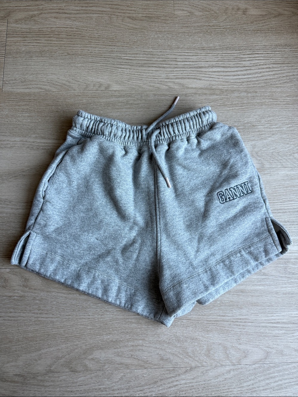 GANNI Grey Elastic-Waist Terry Shorts